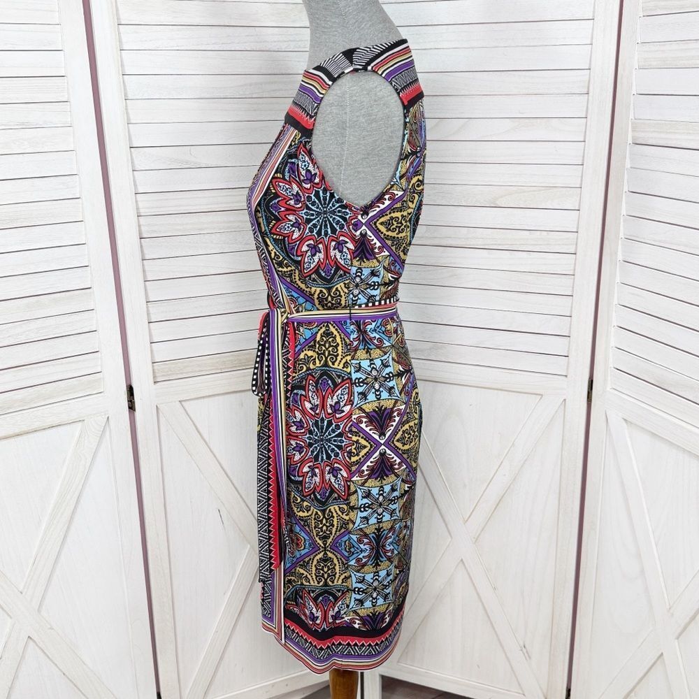 Premise Mosaic Print Sheath Dress Multi Print Belted Sleeveless Red Multi Small - Picture 2 of 12
